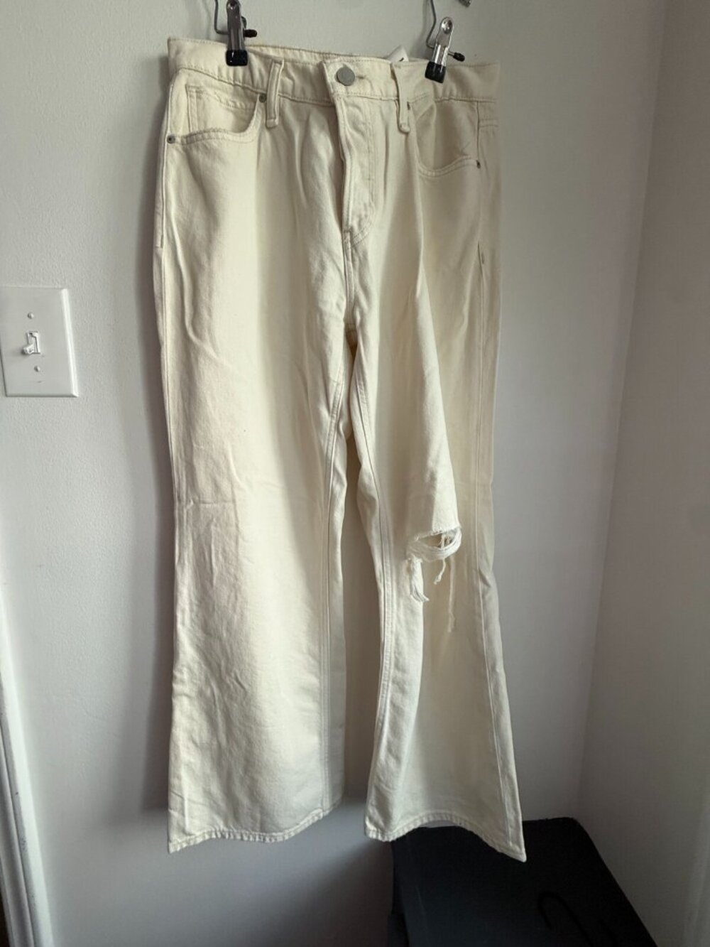 Hudson Rosie Ecru Wide Leg Jeans Sz 27 Button Fly